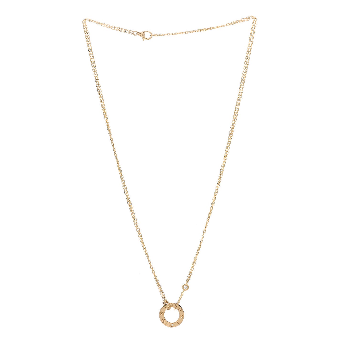 18K Yellow Gold 2 Diamond LOVE Necklace