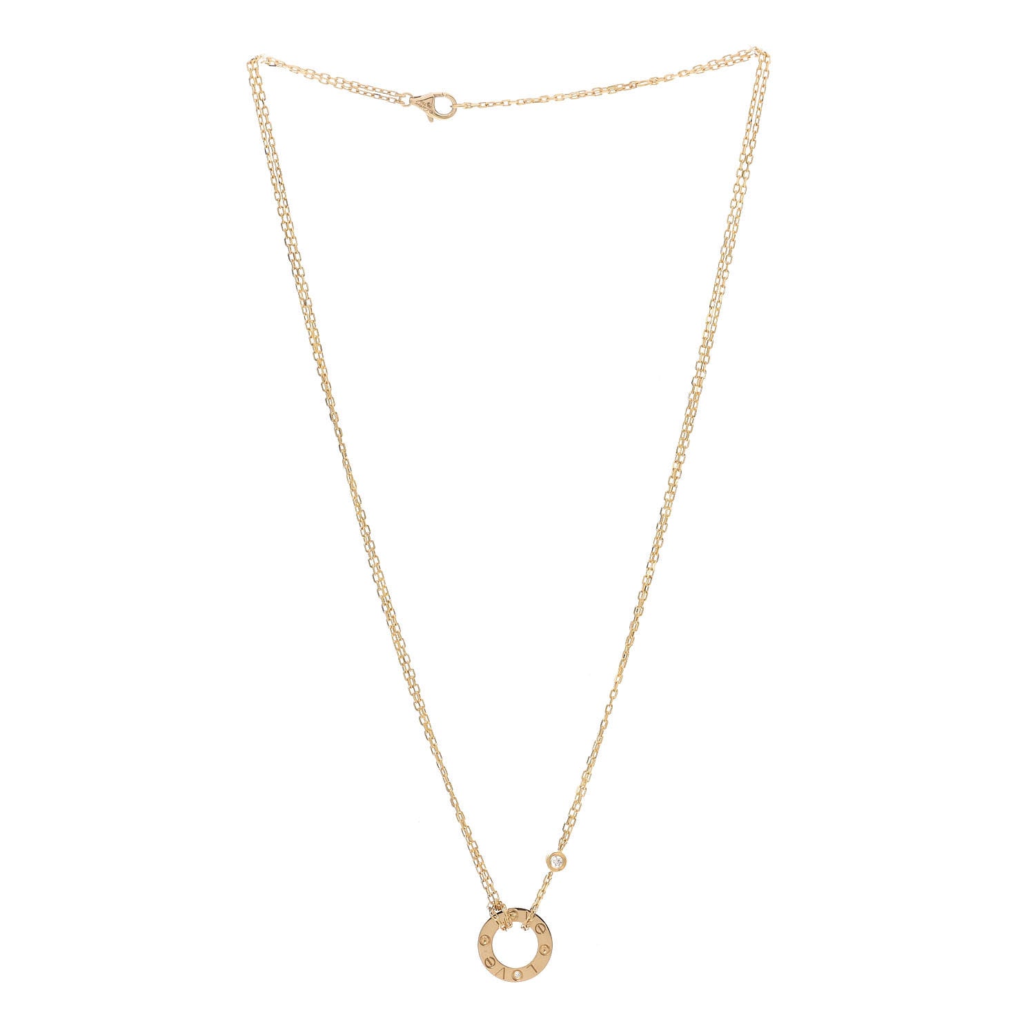 Cartier 18K Yellow Gold 2 Diamond LOVE Necklace 3 of 7