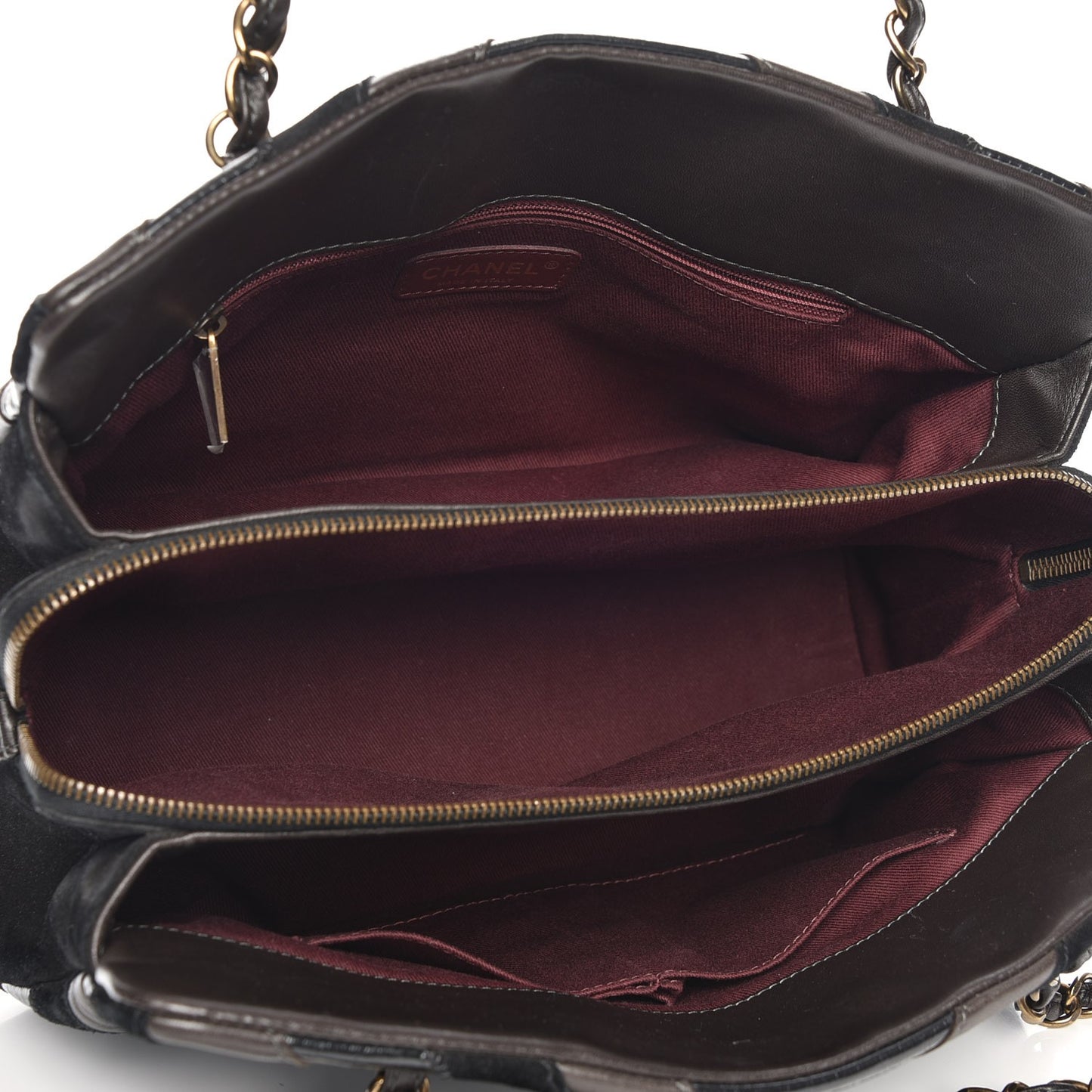 Suede Lambskin Glazed Calfskin Lady Vintage Tote Black