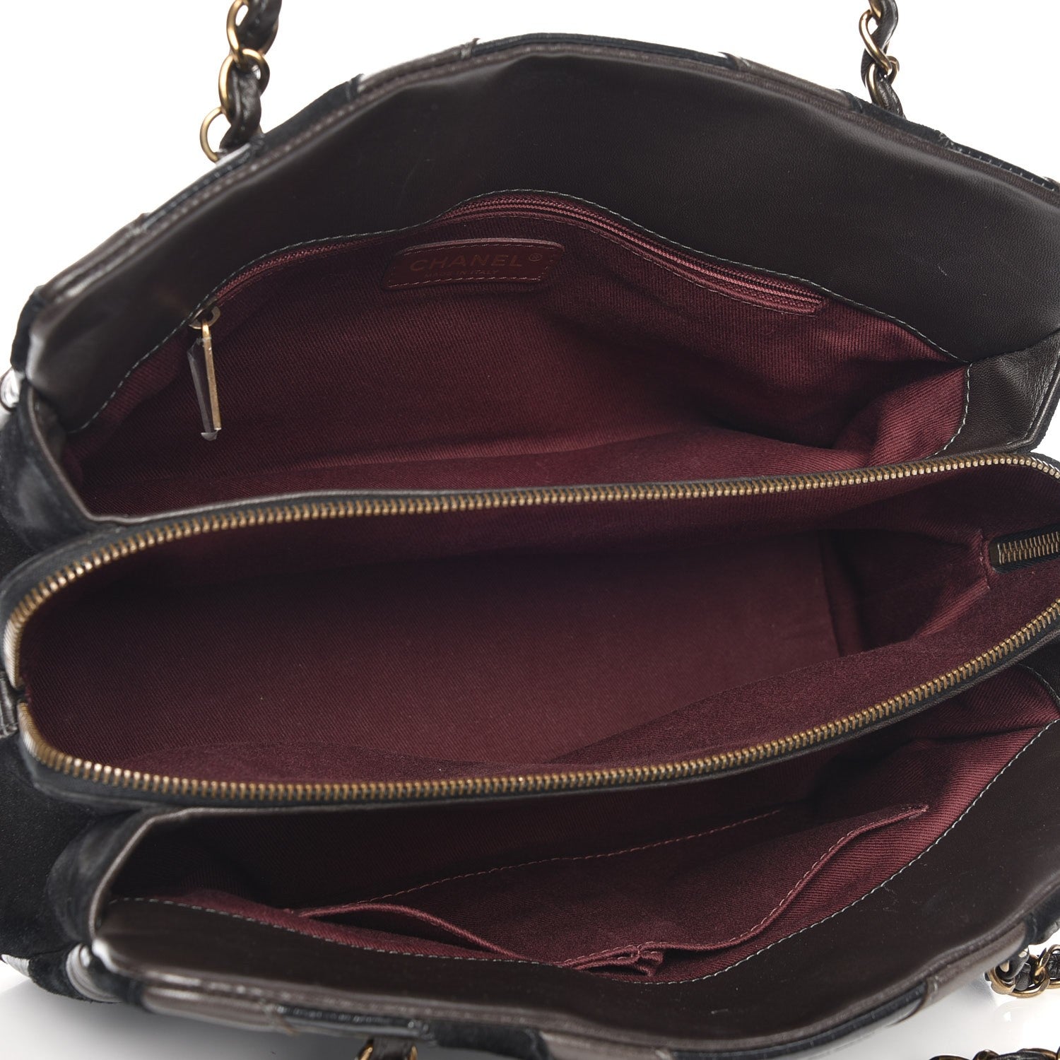Chanel Suede Lambskin Glazed Calfskin Lady Vintage Tote Black 5 of 7