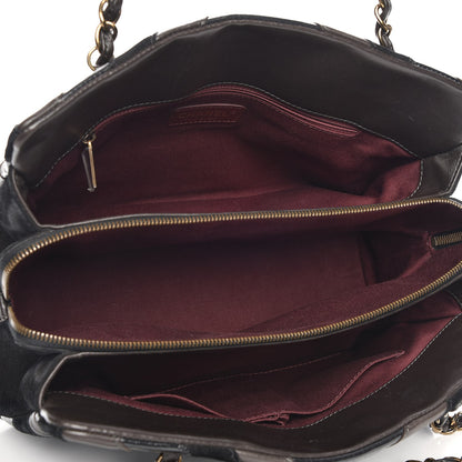 Chanel Suede Lambskin Glazed Calfskin Lady Vintage Tote Black 5 of 7