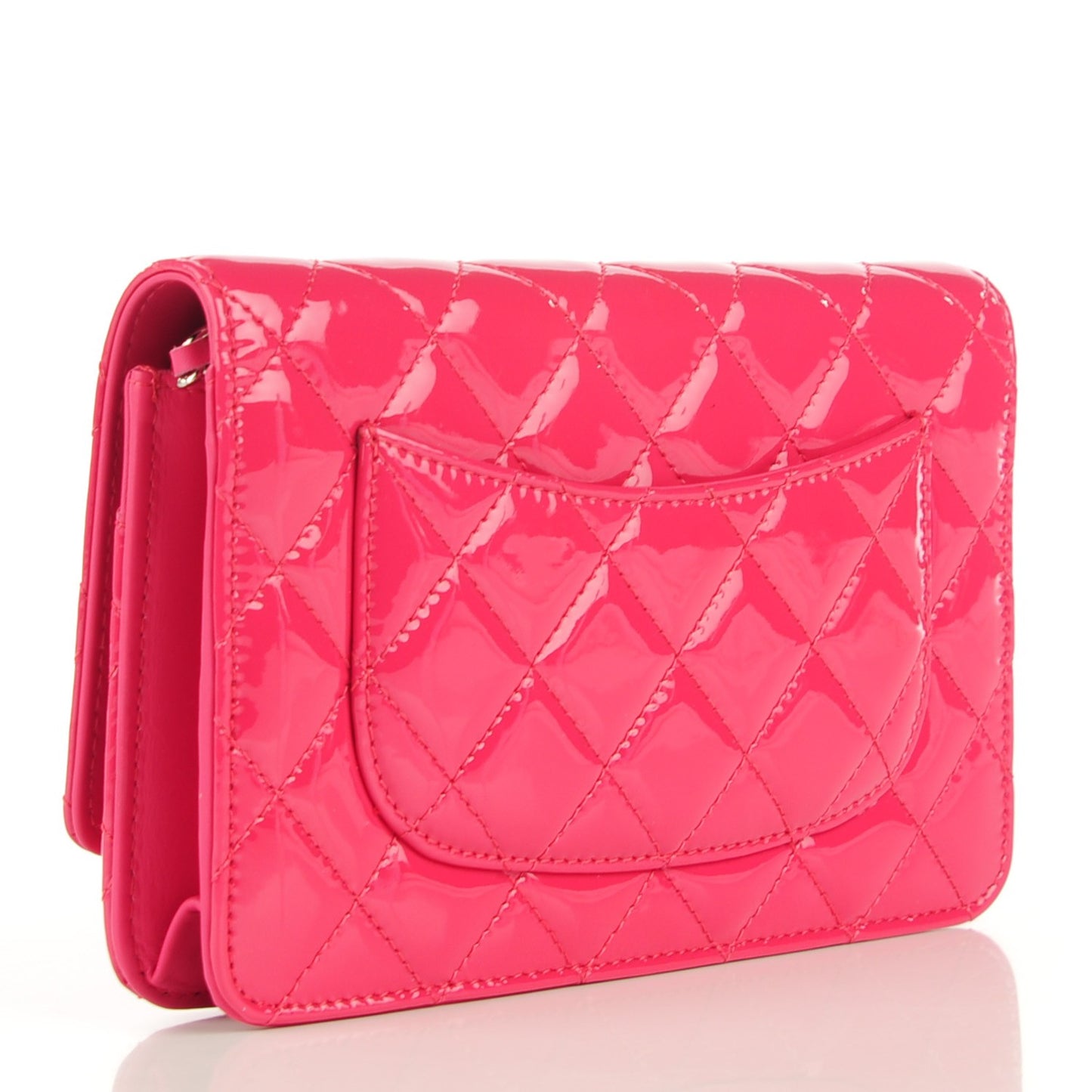Patent Quilted Wallet On Chain WOC Fuchsia