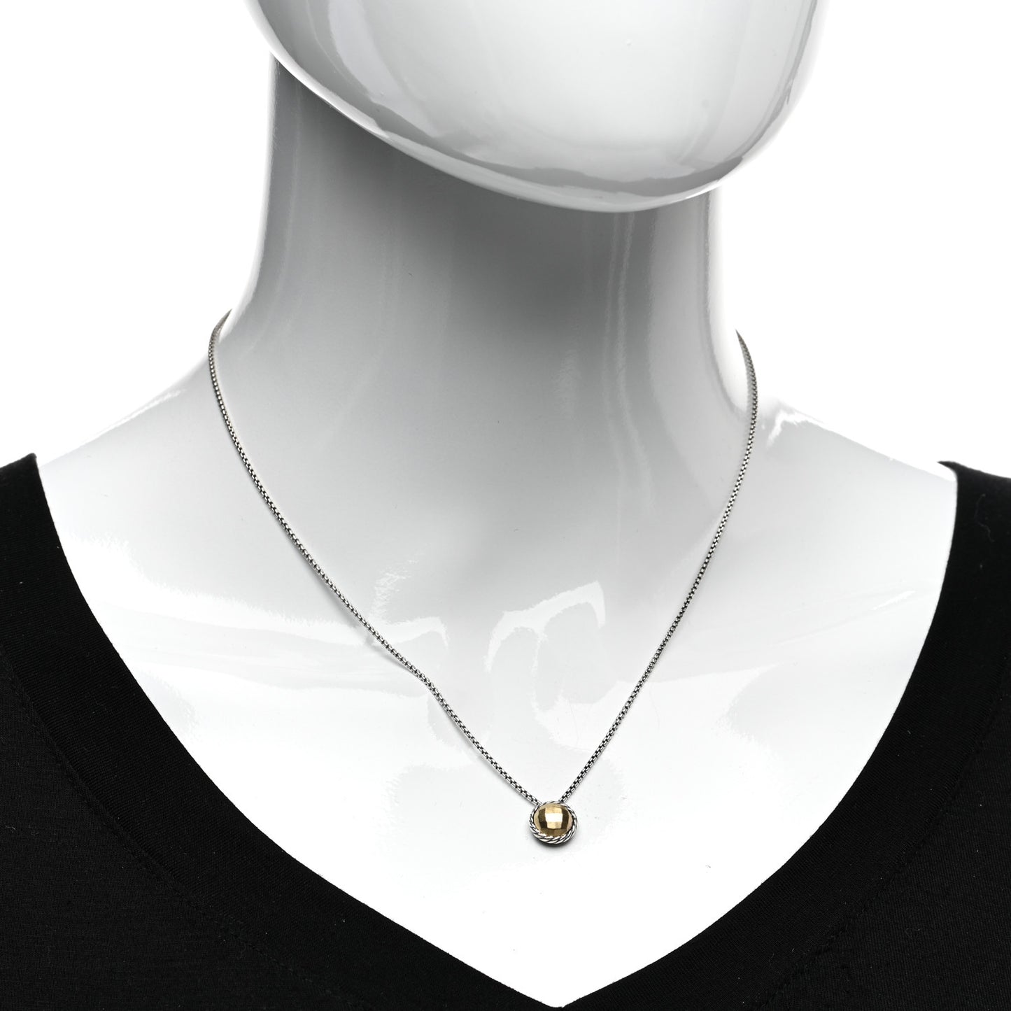 Sterling Silver 18K Yellow Gold 8mm Petite Chatelaine Pendant Necklace
