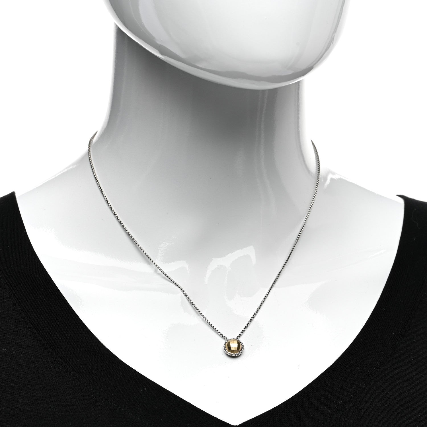 David Yurman Sterling Silver 18K Yellow Gold 8mm Petite Chatelaine Pendant Necklace 2 of 4
