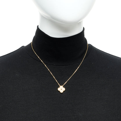 Van Cleef & Arpels 18K Yellow Gold Diamond Vintage Alhambra Pendant Necklace 2 of 6