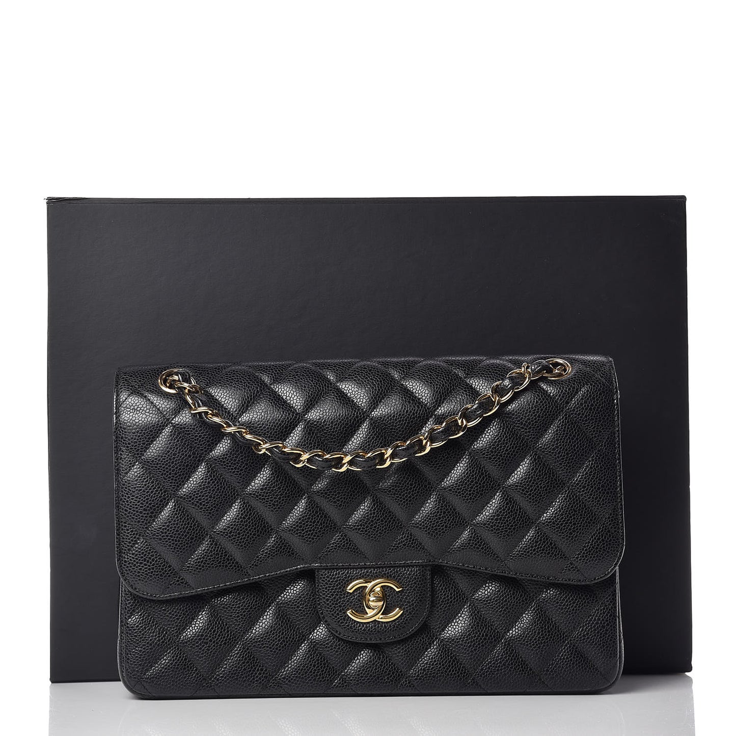 Caviar Quilted Jumbo Double Flap Black