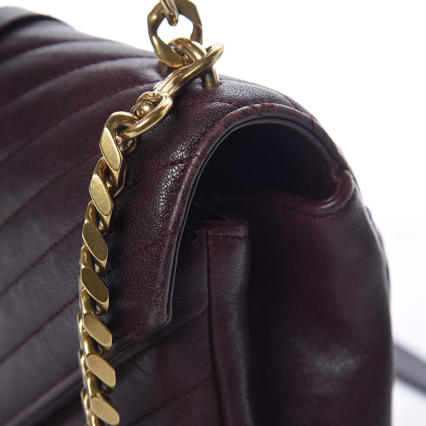 Sheepskin Matelasse Chevron Monogram Medium College Bag Amaranto