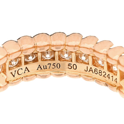 Van Cleef & Arpels 18K Rose Gold Diamond Perlee 1 Row Ring 50 5.25 4 of 5
