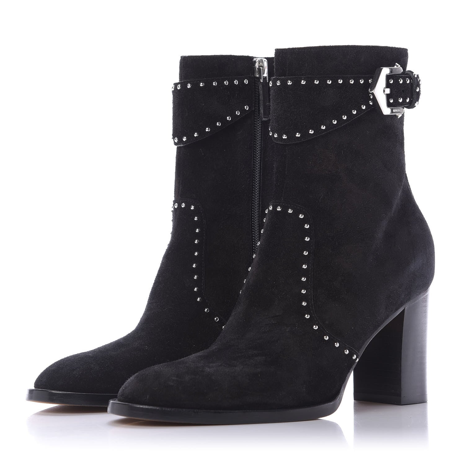 Givenchy Suede Calfskin Elegant Studded Ankle Boots 37 Black 3 of 10