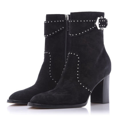 Givenchy Suede Calfskin Elegant Studded Ankle Boots 37 Black 3 of 10