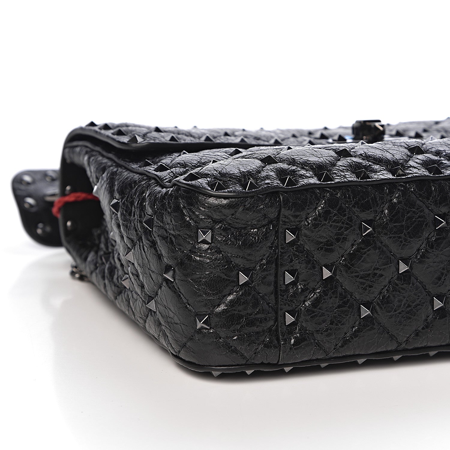 Valentino Garavani Craquele Nappa Medium Rockstud Spike Shoulder Bag Black 7 of 9
