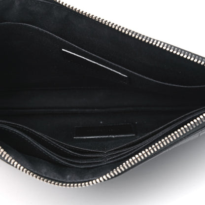 Saint Laurent Calfskin Crocodile Embossed Zip Mini Tablet Sleeve Black 4 of 5