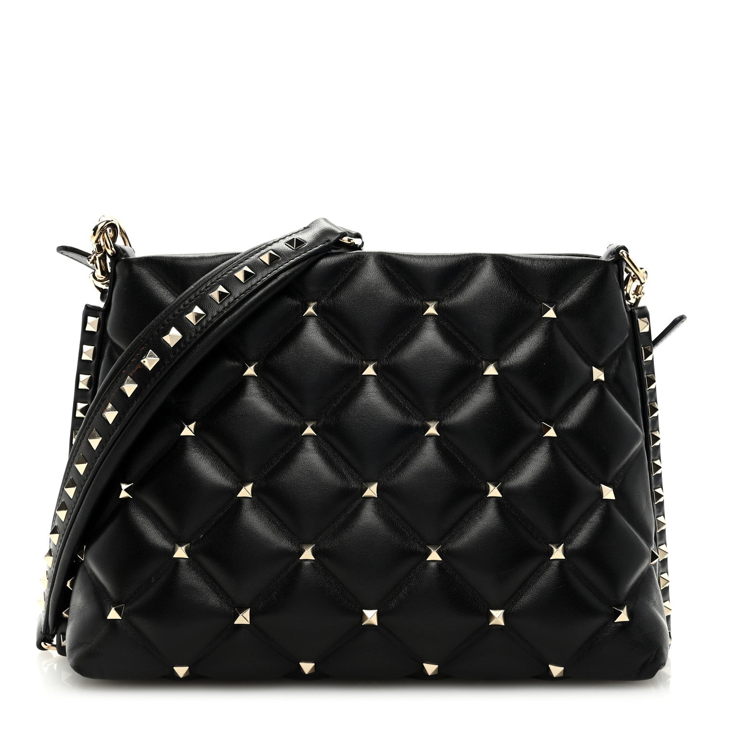 Valentino Garavani VALENTINO GARAVANI Nappa Candystud Shoulder Bag Black 1 of 9