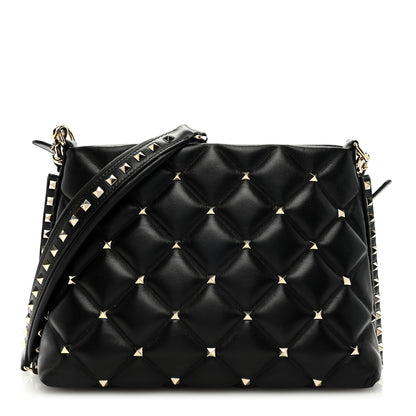 Valentino Garavani VALENTINO GARAVANI Nappa Candystud Shoulder Bag Black 1 of 9