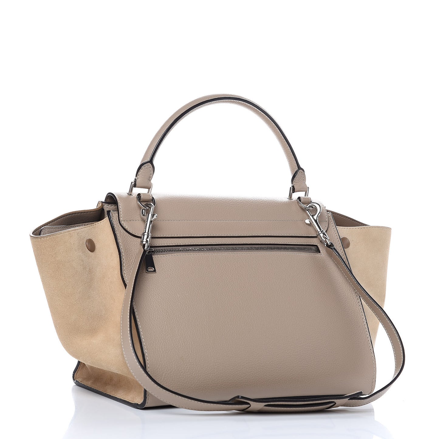 Drummed Calfskin Suede Medium Trapeze Dune