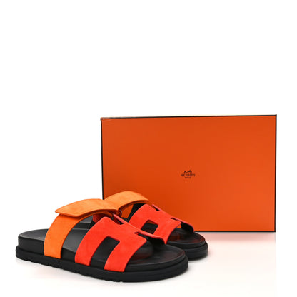 Hermes Suede Goatskin Womens Chypre Sandals 37 Rouge Ecarlate 8 of 8
