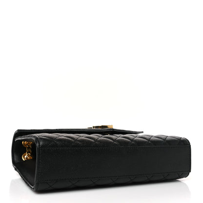 Saint Laurent Grain De Poudre Textured Mixed Matelasse Triquilt Medium Monogram Satchel Black 4 of 8