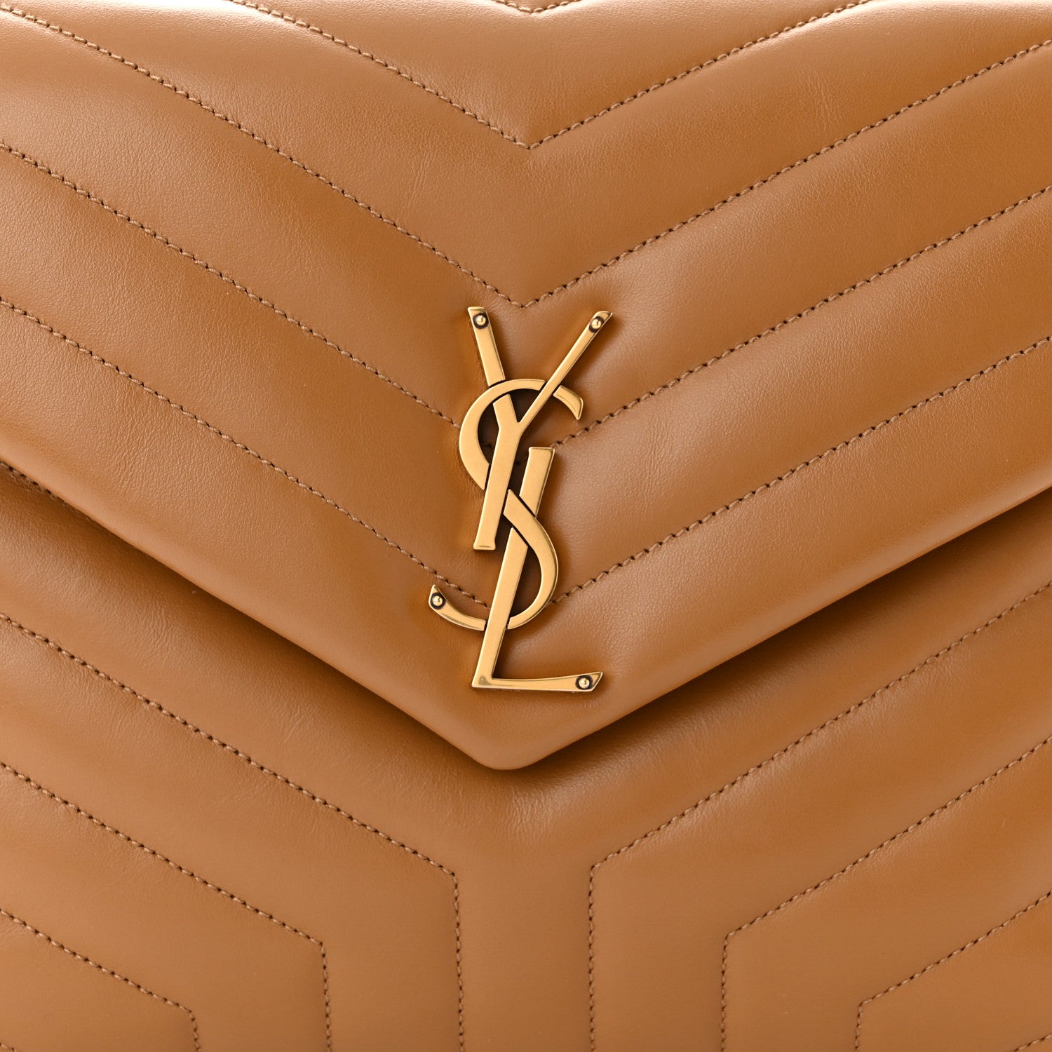 Saint Laurent Calfskin Y Quilted Monogram Medium Loulou Chain Satchel Dark Natural 8 of 10