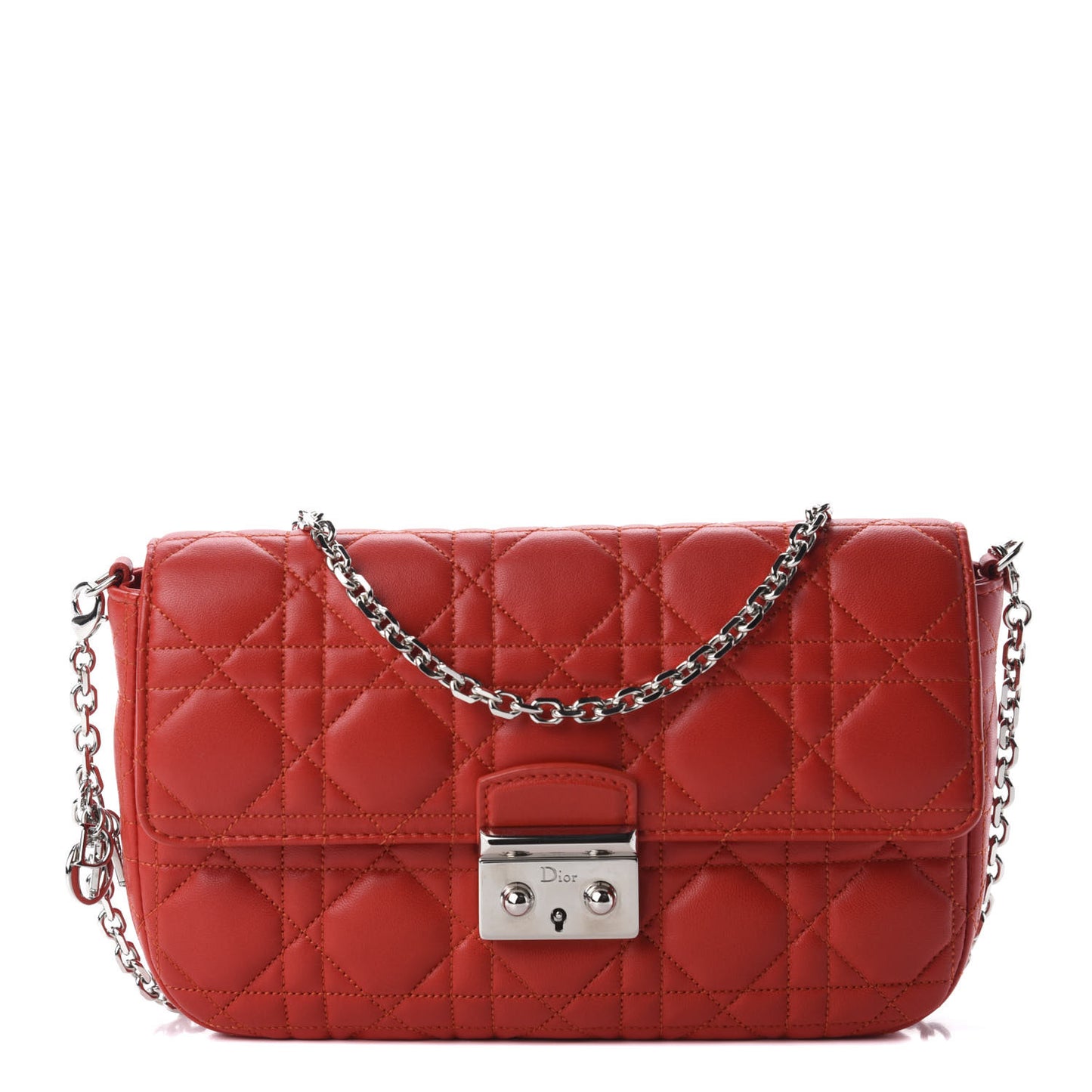 Lambskin Cannage Miss Dior Promenade Pouch Red