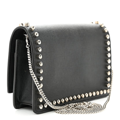 Fendi Vitello Elite Mink Fur Studded Karlito Tube Wallet on Chain Black 3 of 12