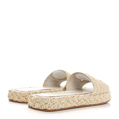 Chanel Raffia CC Espadrille Slip On Sandals 37 Beige 5 of 9