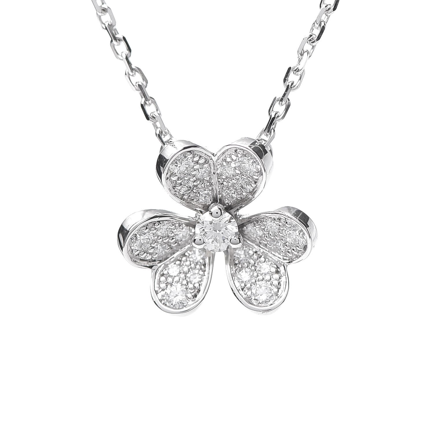 Van Cleef & Arpels 18K White Gold Diamond Mini Frivole Pendant Pave Necklace 4 of 6