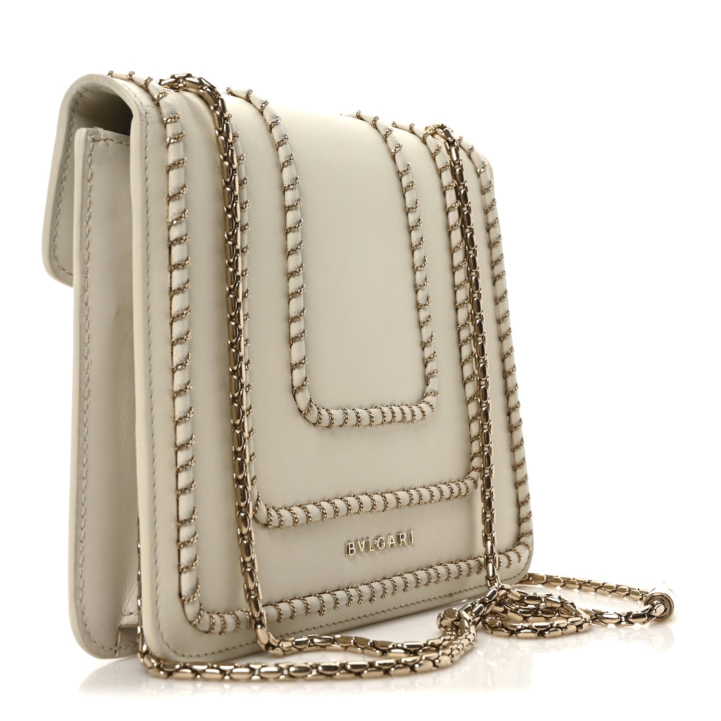 Calfskin Woven Chain Serpenti Forever Crossbody Bag White