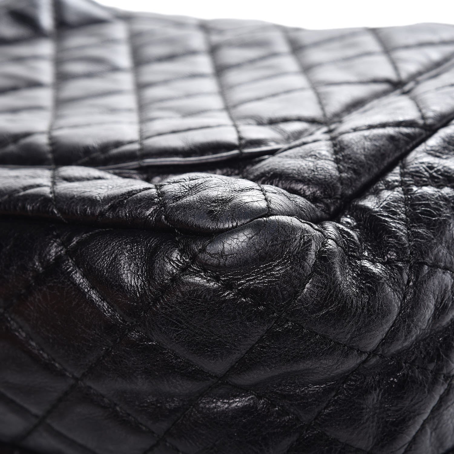 Chanel Metallic Aged Calfskin Quilted Reissue 2.55 Accordion Flap Black 14 of 16
