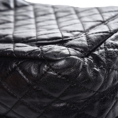 Chanel Metallic Aged Calfskin Quilted Reissue 2.55 Accordion Flap Black 14 of 16