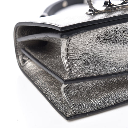Alexander McQueen Metallic Goatskin Jeweled Knuckle Satchel Silver 5 of 9