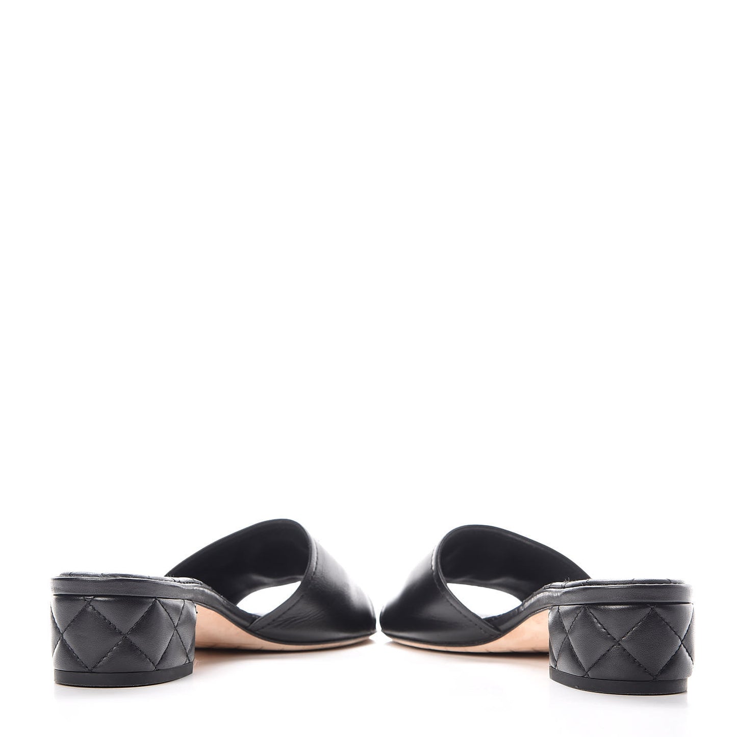 Lambskin Quilted CC Sandal Mules 37.5 Black