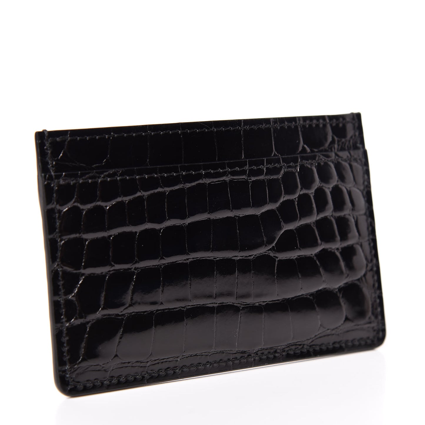 Crocodile Double Card Holder Black