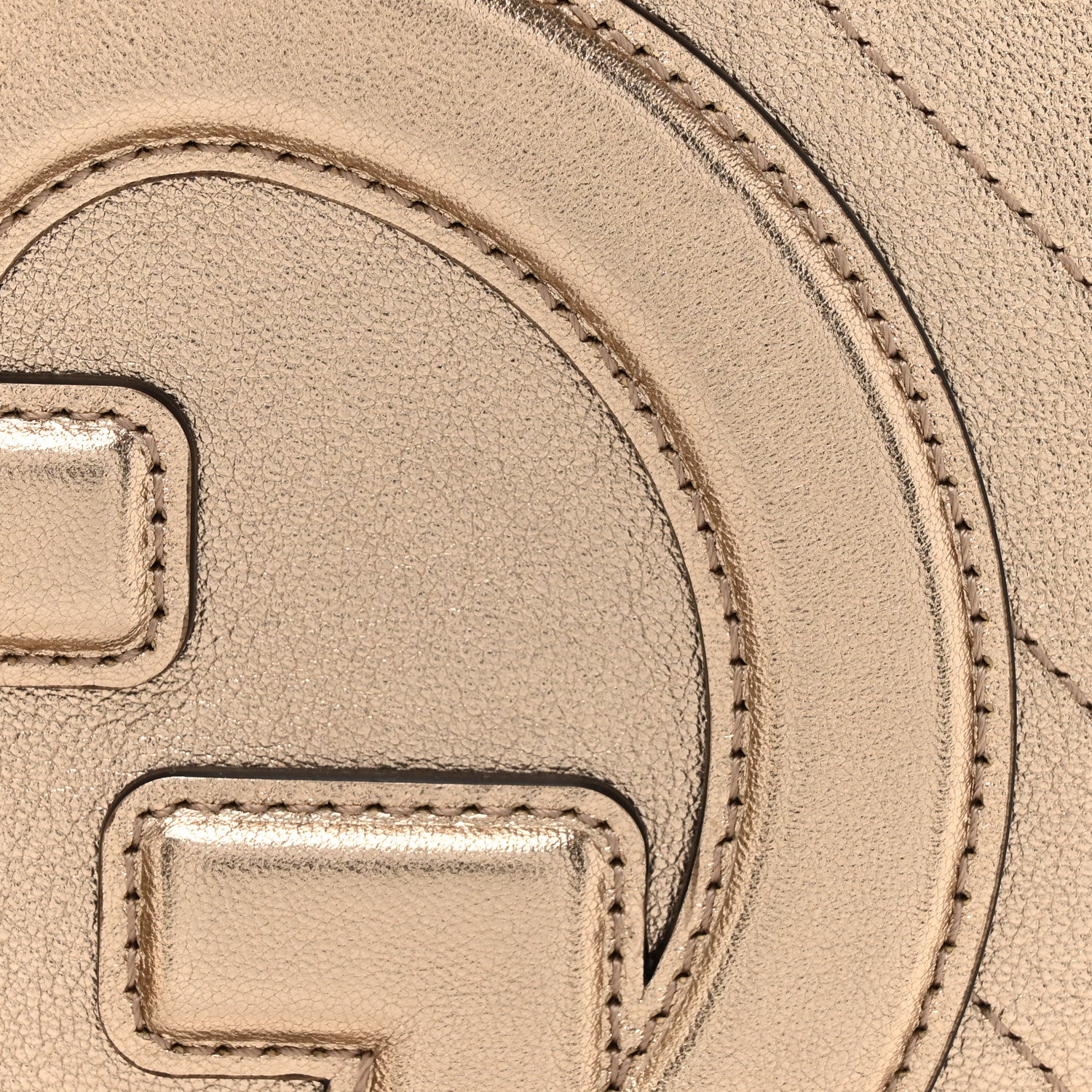 Gucci Metallic Sakai Be Green Calfskin Diagonal Stitched Small Blondie Shoulder Bag Golden Beige 8 of 11