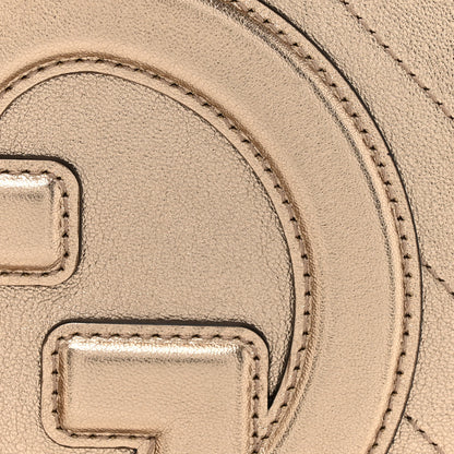 Gucci Metallic Sakai Be Green Calfskin Diagonal Stitched Small Blondie Shoulder Bag Golden Beige 8 of 11