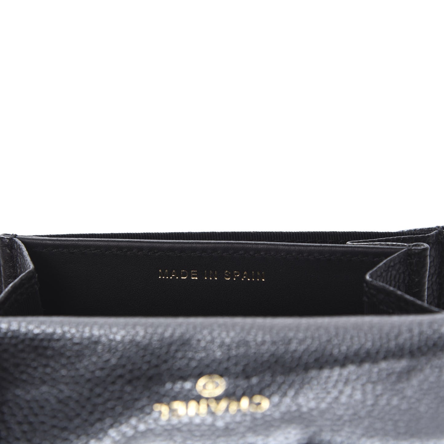 Caviar Quilted Flap Card Holder Wallet Black