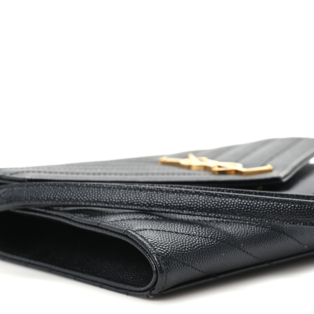 Saint Laurent Grain De Poudre Matelasse Chevron Monogram Envelope Clutch Black 9 of 10