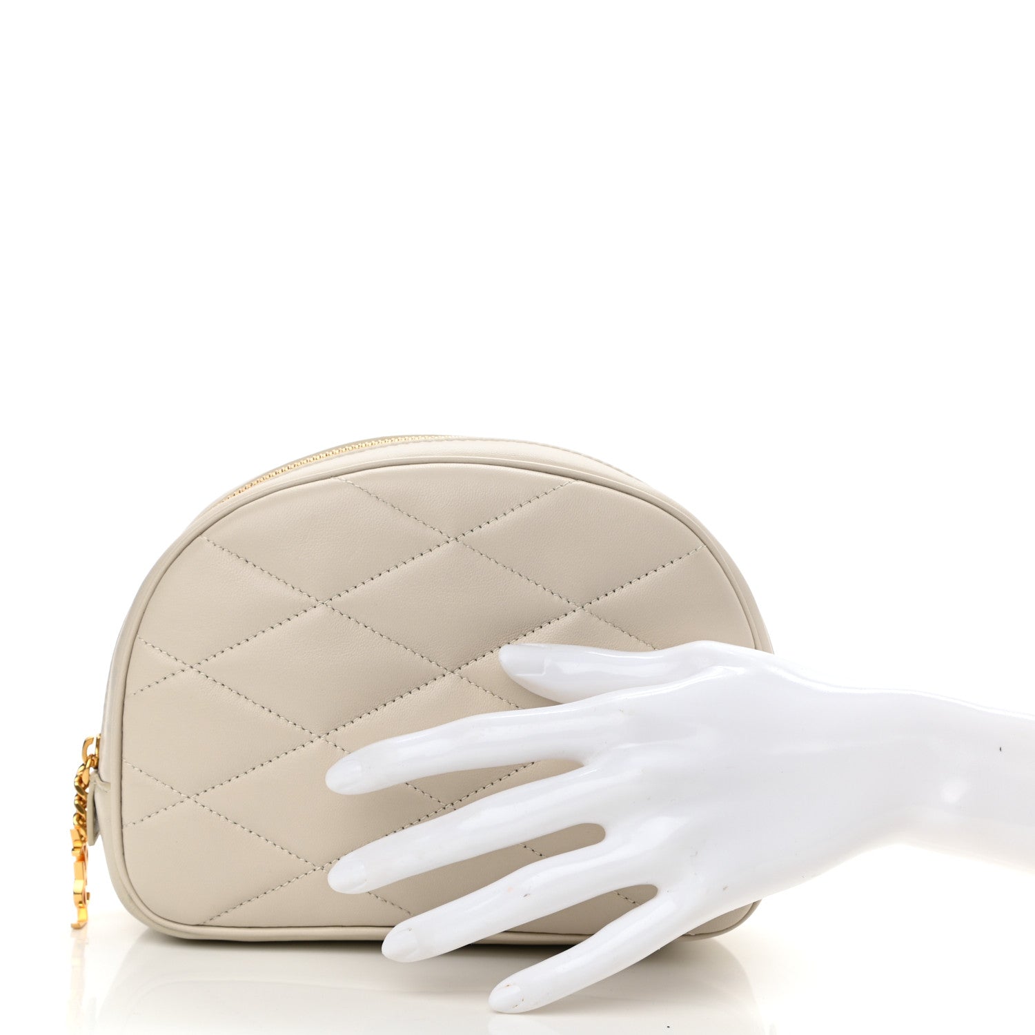 Saint Laurent Lambskin Quilted Lolita Cosmetic Pouch Crema Soft 2 of 8