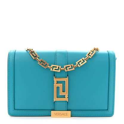 Versace Calfskin Greca Goddess Wallet On Chain Blue 1 of 12