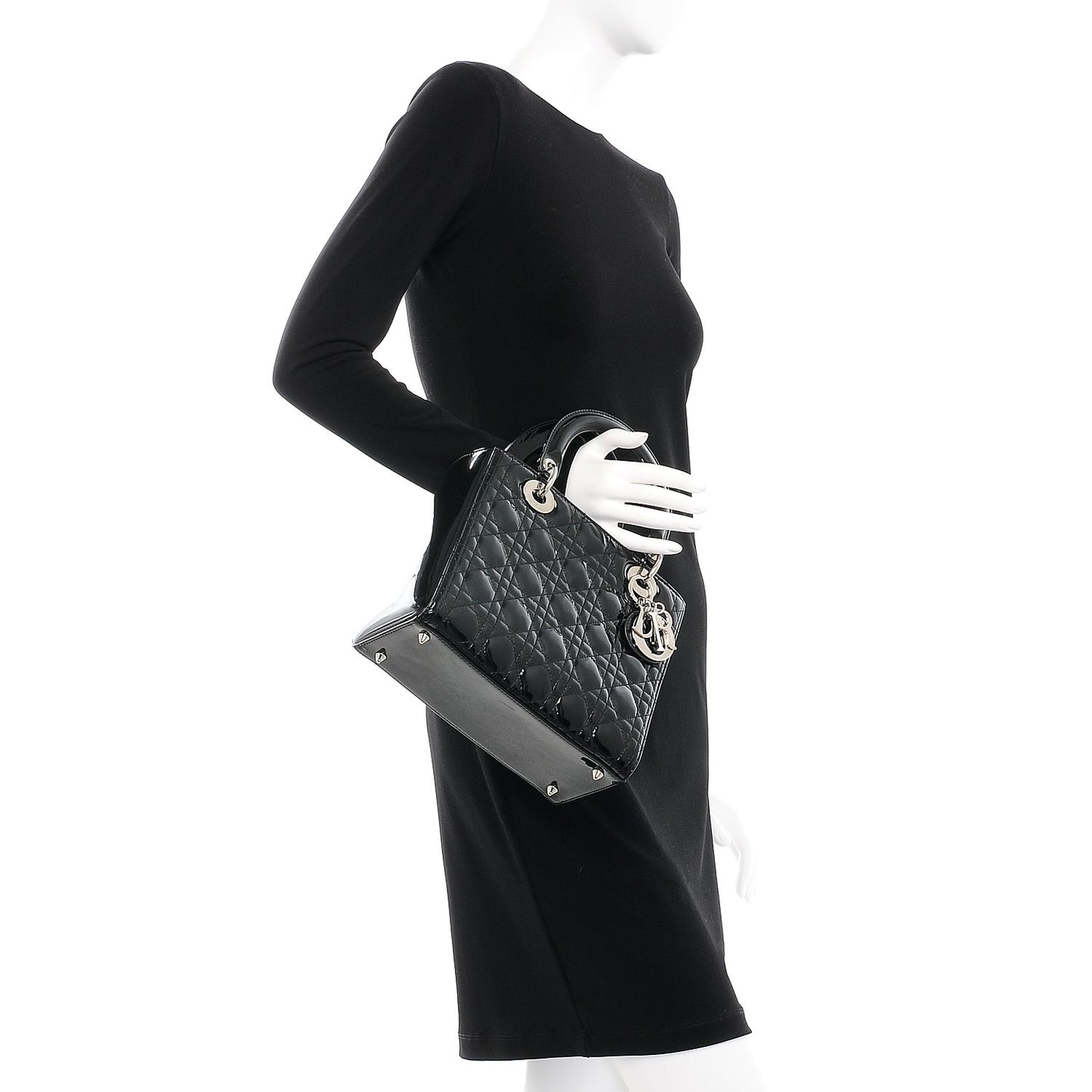 Patent Cannage Medium Lady Dior Black