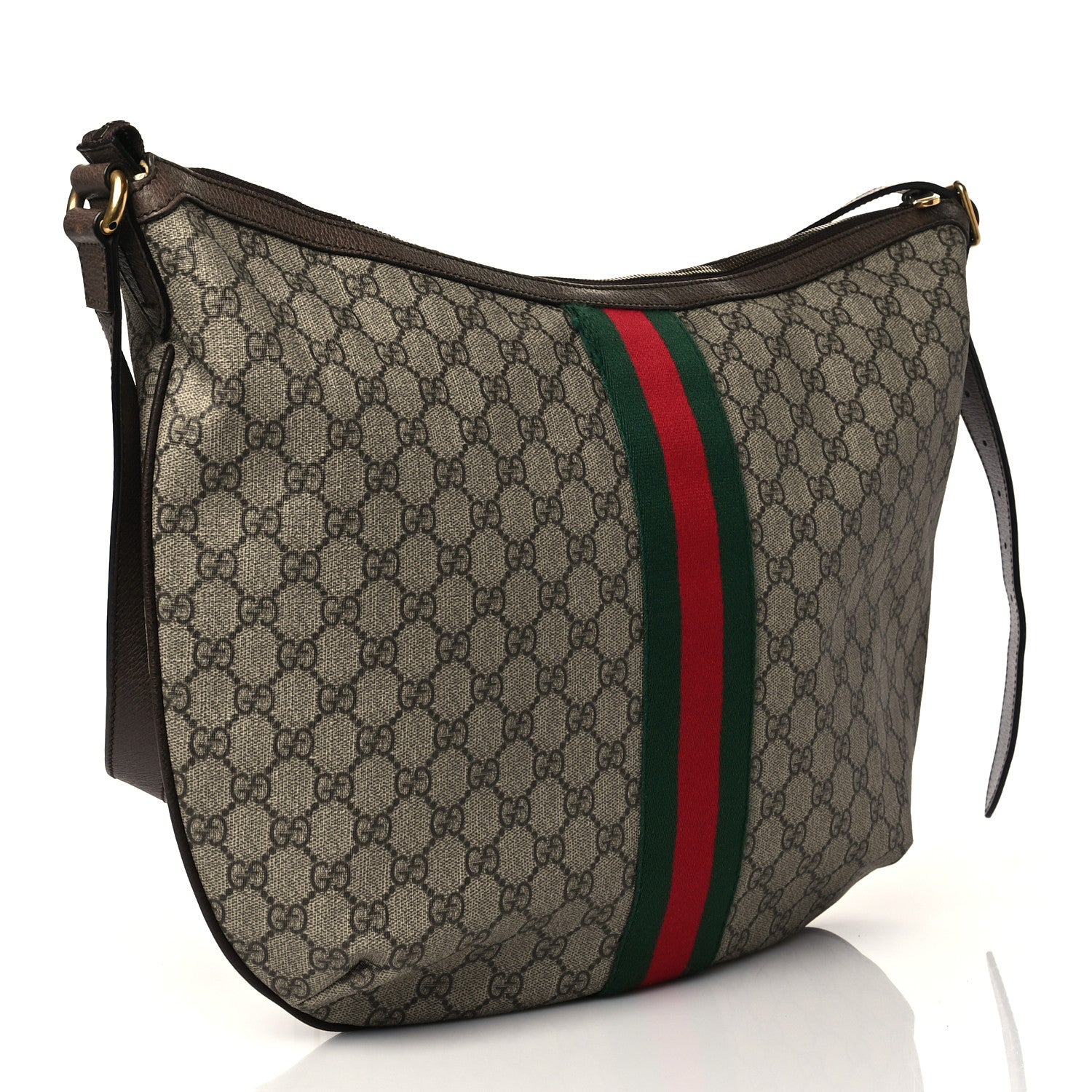 Gucci GG Supreme Monogram Web Ophidia Half Moon Hobo Brown 3 of 10