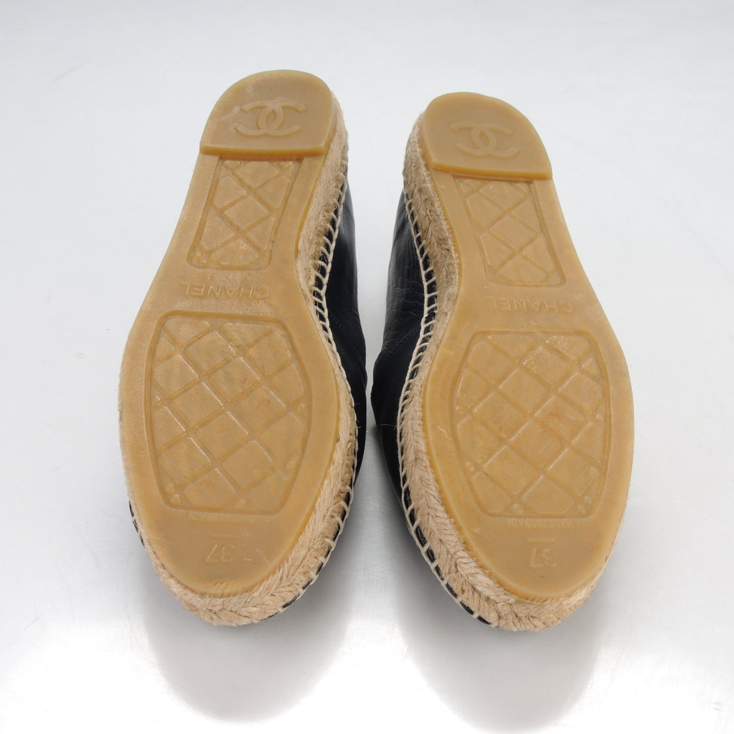 Chanel Lambskin CC Espadrilles 37 Navy Black 5 of 8