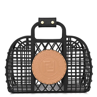 Fendi Recycled Plastic Vitello Liberty Matte Small Fendi Basket Black Miele Scuro 1 of 13