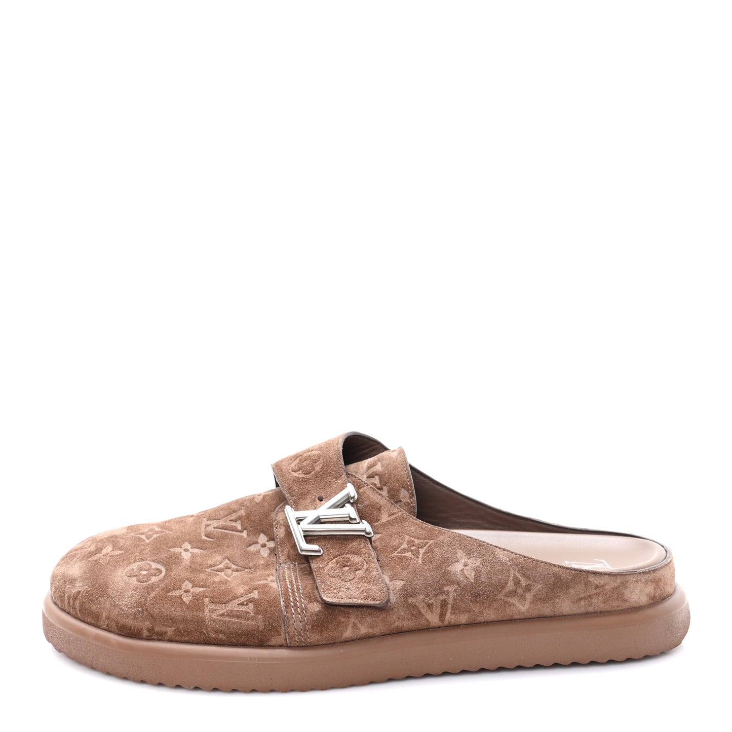 Monogram Embossed Suede LV Easy Mule 12 Marron