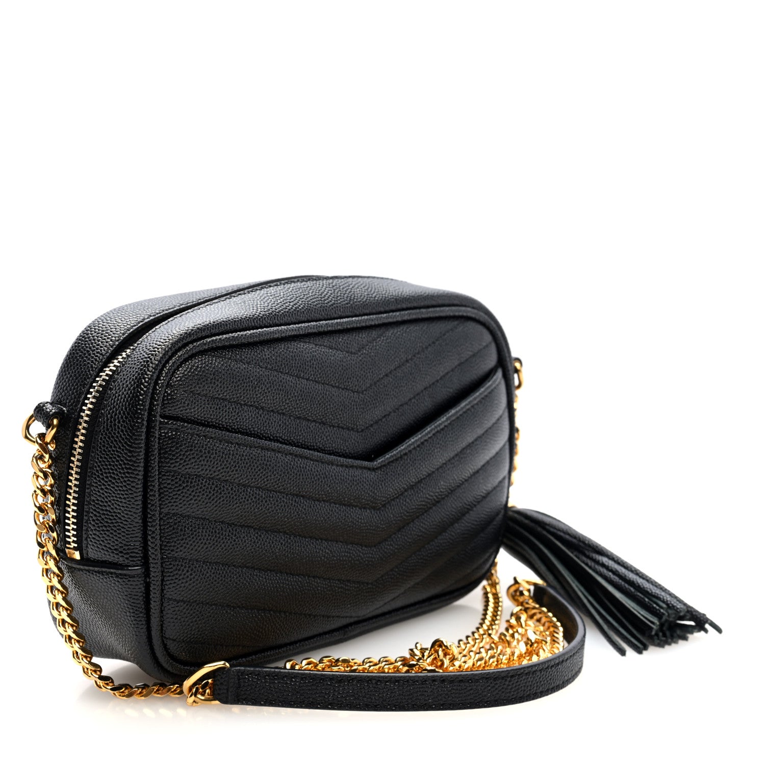 Saint Laurent Grain De Poudre Matelasse Monogram Mini Lou Camera Bag Black 3 of 9
