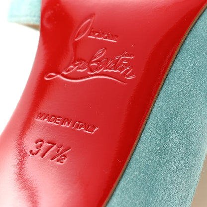 Christian Louboutin Suede Iriza 100 Pumps 37.5 Turquoise 7 of 9