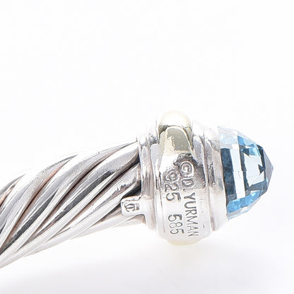 David Yurman Sterling Silver 14K Yellow Gold Blue Topaz 7mm Cable Classics Bracelet 5 of 5