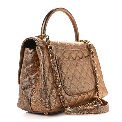 Chanel Metallic Caviar Quilted Small Coco Handle Flap Bronze 3 of 14