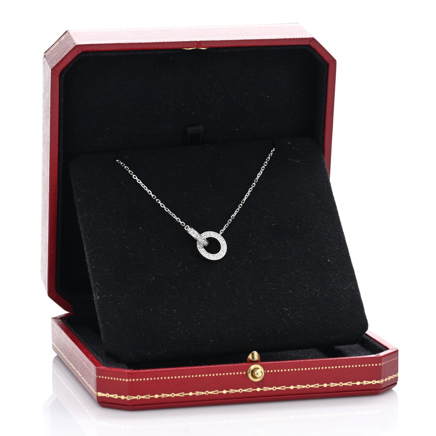 Cartier 18K White Gold Diamond Interlocking LOVE Paved Necklace 5 of 5
