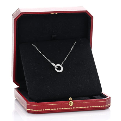 Cartier 18K White Gold Diamond Interlocking LOVE Paved Necklace 5 of 5