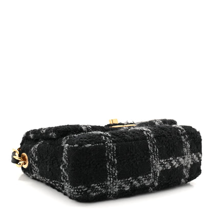 Chanel Wool Tweed Quilted Small Elegant Chain Flap Black Grey 4 of 10